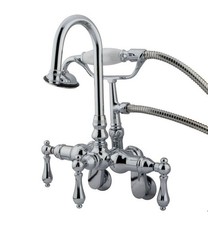 Kingston Brass Chrome Clawfoot Tub Faucet 3 Handle Lever Hand Shower MSRP 840