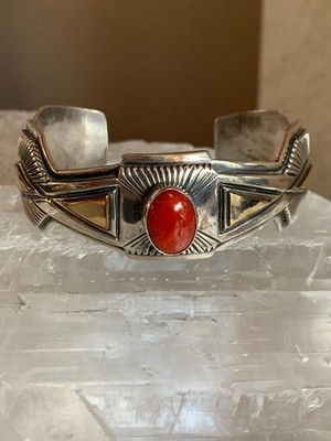 STERLING SILVER 12KTGF L.M. NEZ CORAL CUFF BRACELET 81 GRAMS!