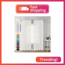 OVZME Ivory Sheer Curtains 84 Inch Length 2 Panels for Bedroom, Elegant Light Fi
