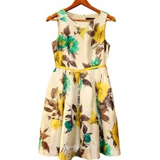 Madison Leigh Petites Floral Classic Sleeveless Tea Length Garden Party Dress 6P