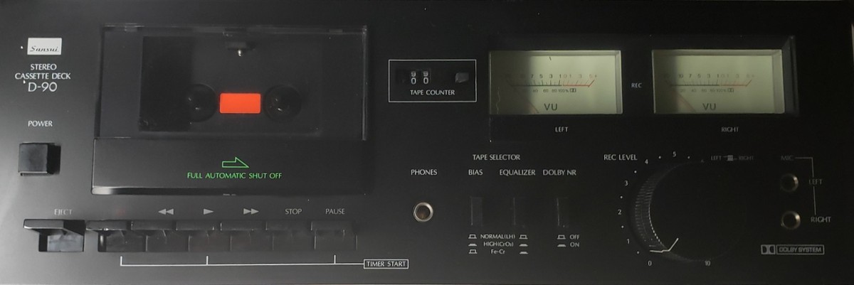 Sansui D-90 Stereo Cassette Tape Player Recorder Black Functional
