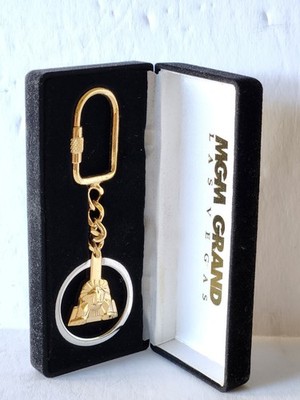 MGM GRAND Key Chain NEW IN Presentation Box  Leo The Lion Head Gold Tone
