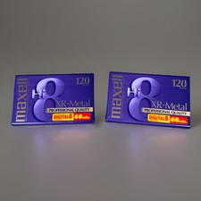 2 Pack Maxell Hi8 XR-Metal 120 P6-120 XR 8mm Camcorder Videotape Sealed New