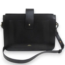 A.P.C Sac Albane Leather Crossbody Shoulder Bag Black Gold Hardware Ladies Old C