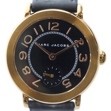 MARC JACOBS Junk MJ1575 Watch Quartz Black Dial Leather Belt Logo Gold ■GY18