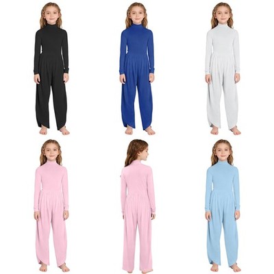 Kids Girls Casual Long Sleeve Baggy Jumpsuit One Piece Rompers Playsuit Romper 
