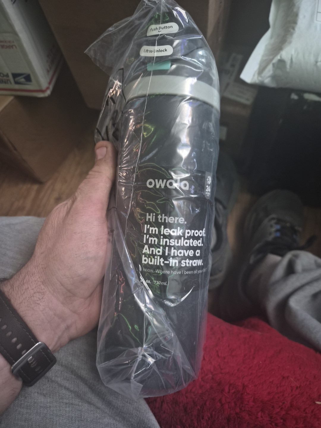Owala FreeSip Stainless Steel Water Bottle 24 oz Foggy Tide 