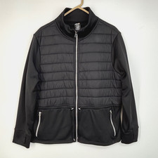 Avia Womens XXL Zip Front Quilted Jacket Black Stand Collar Drawstring Waist