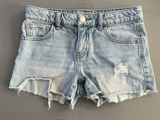 Girl's Art Class Distressed Light Blue Denim adjustable jean shorts size L 10/12