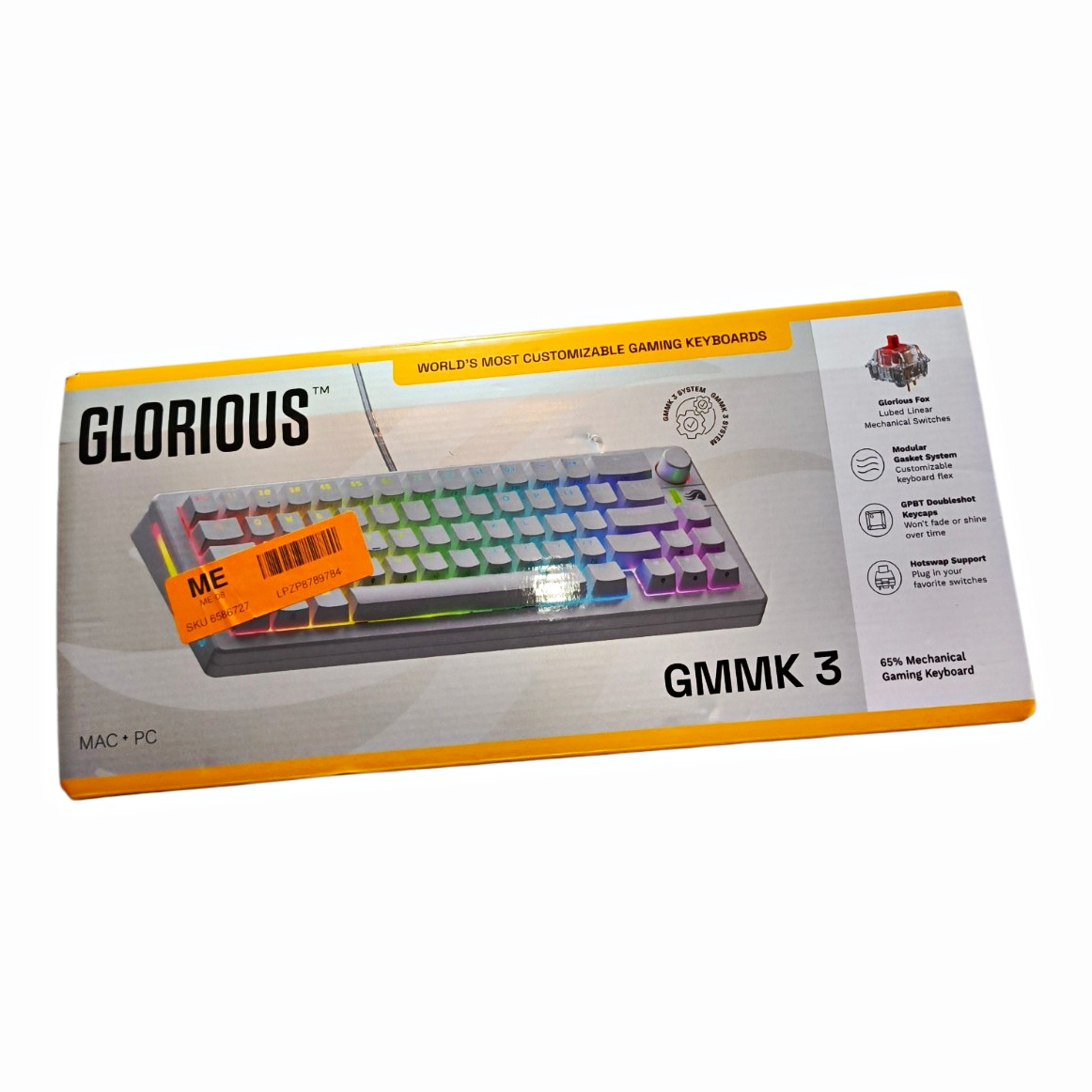 Glorious GMMK 3 65% Mechanical Keyboard Wired USB-C QWERTY English White