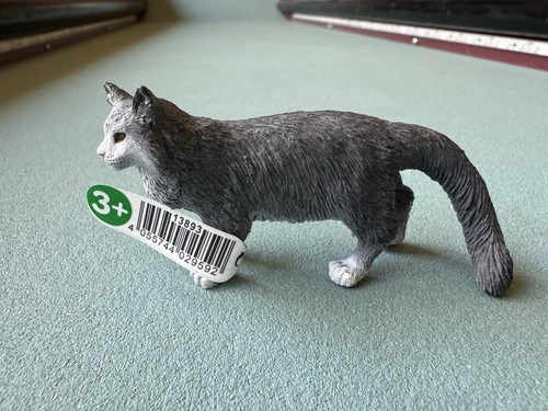 Schleich 2018 MAINE COON CAT Figure Grey Domestic Kitten Kitty 13893 W/ Tag Toy - Picture 2 of 10