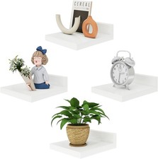 Small Floating Shelves for Wall, Set of 4, Wooden Square Shelf for Small Objects