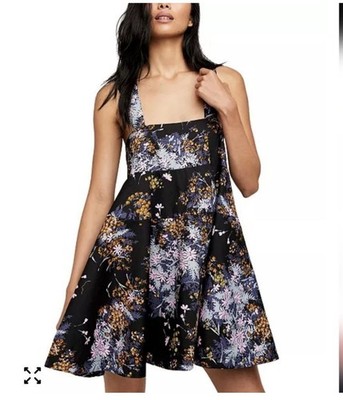 Free People Let The Sunshine In Printed Tunic Babydoll Sz M Floral Mini Fairy