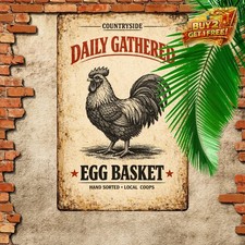 Farm Fresh Eggs Chicken Coop Decor Retro Metal Tin Sign 8x12