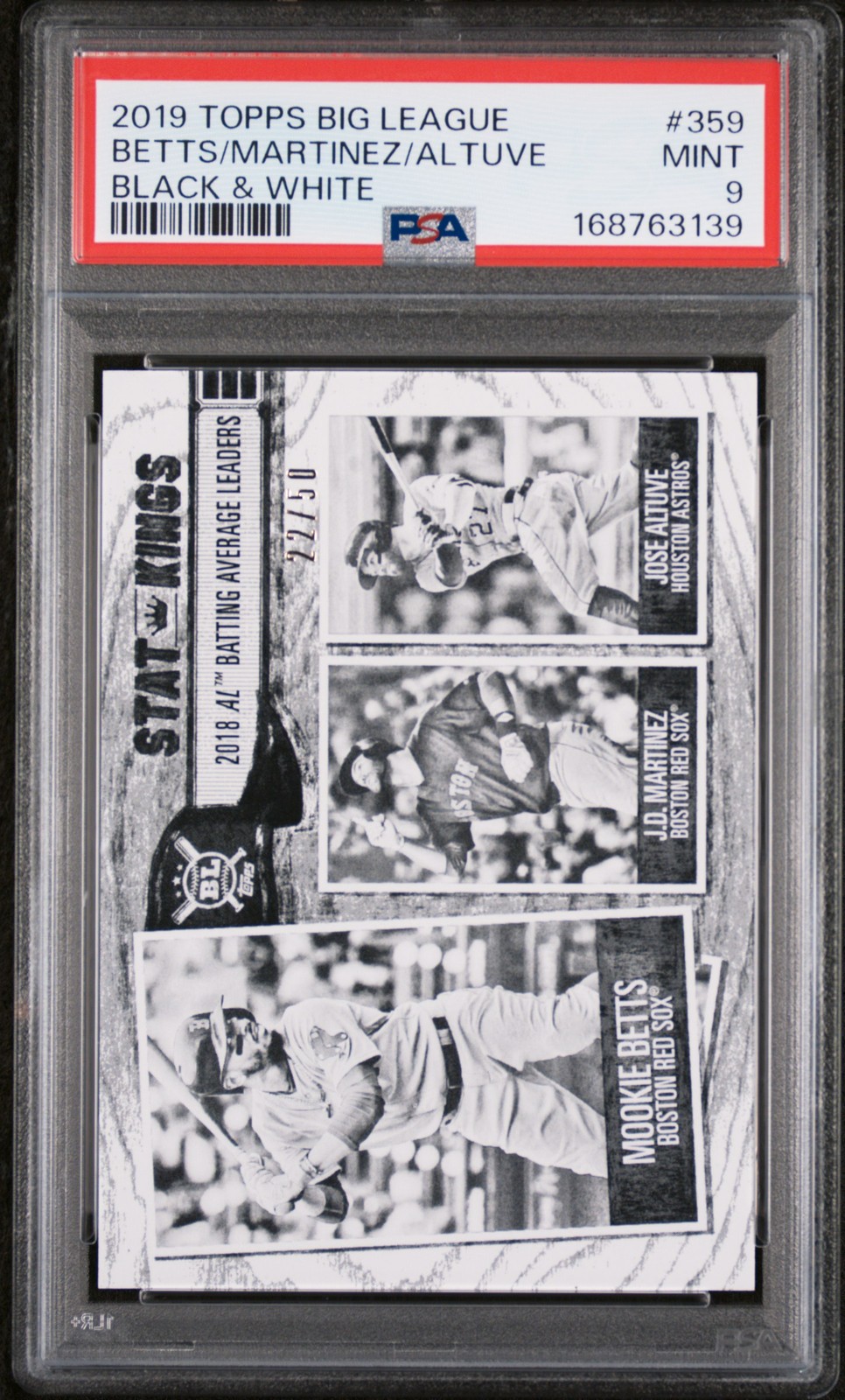 2019 TOPPS BIG LEAGUE #359 J.D. MARTINEZ/JOSE ALTUVE/MOOKIE BETTS 22/50 PSA 9