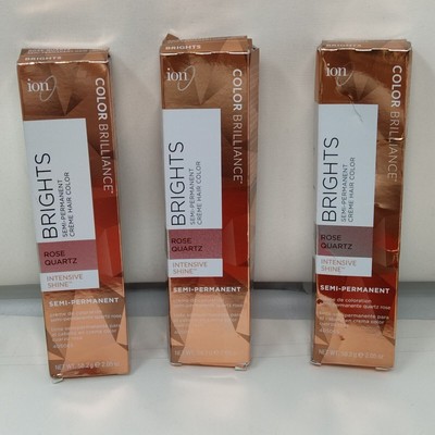 3X Ion Brights Semi-Permanent Hair Color Creme Rose Quartz Brilliance NIB
