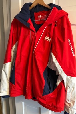 Men's HELLY HANSEN Insulated Ski Jacket RED XL colorblock tech jacket pockets