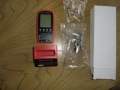 Digitales Dual Wireless Grill Braten Thermometer m. Temp.Guide bis 300°C Edelst.