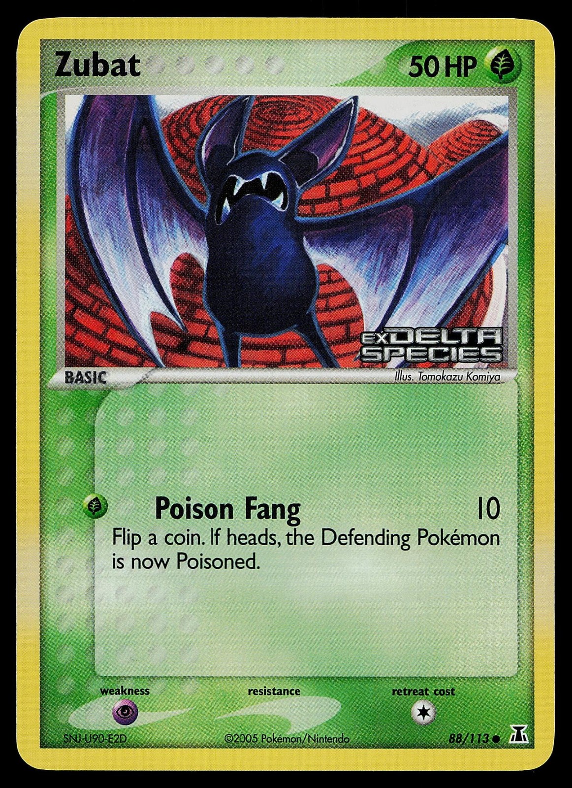 Pokemon Card - Zubat Delta Species 88/113 Reverse Holo Stamped