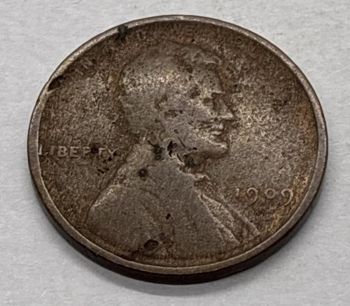 1909 Wheat Cent Penny VG Condition Natural Wear & Pitting Beautiful