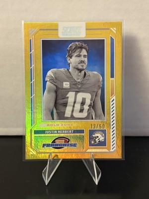 Panini 2025 Score Gold Zone Justin Herbert The Franchise #18 /50 Chargers