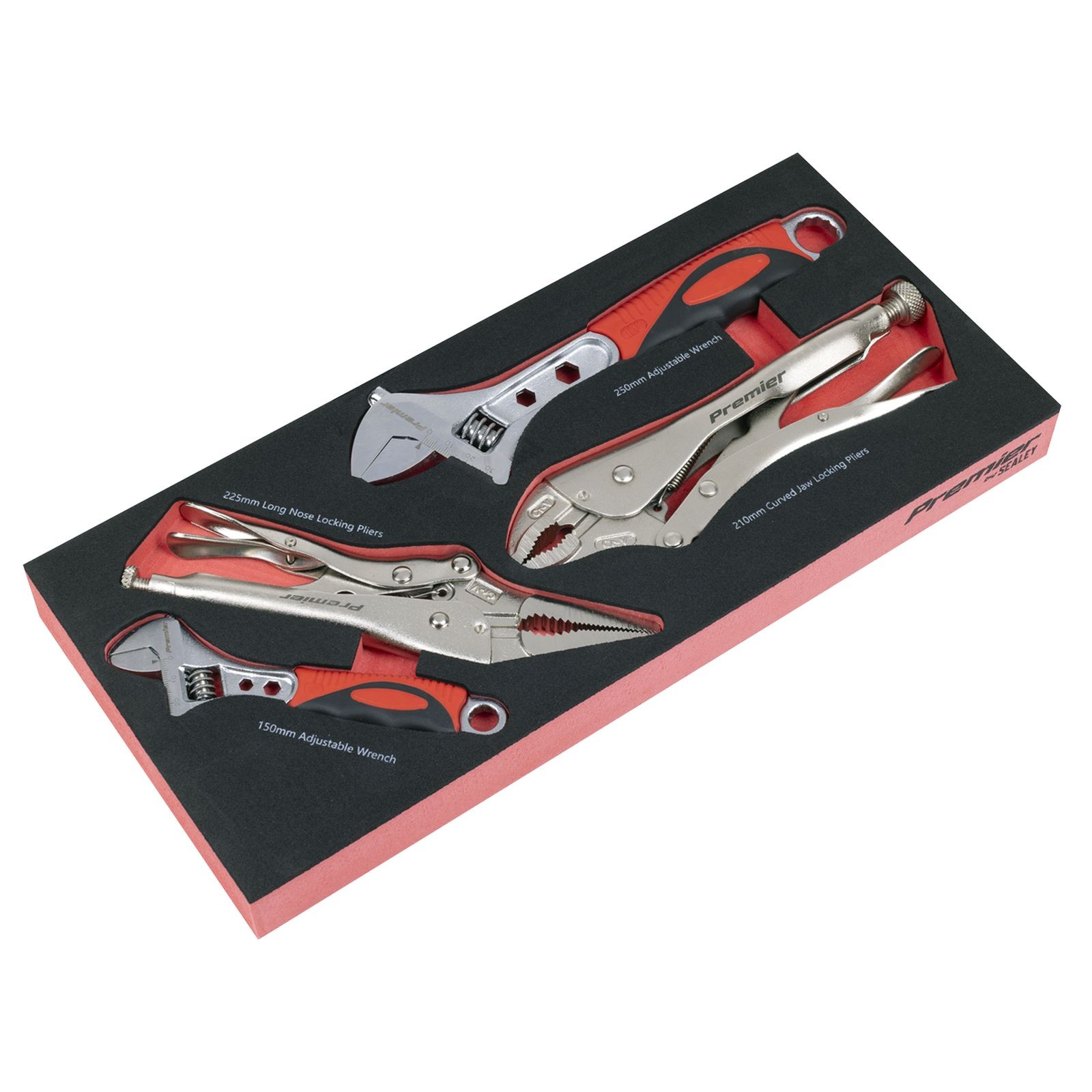 Premier Locking Pliers & Adjustable Wrench Set with Tool Tray 4pc - TBT59