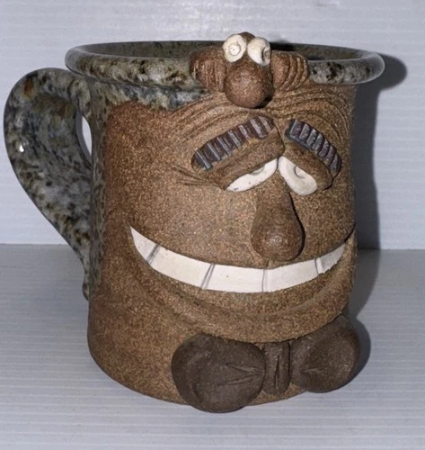 Vintage Studio Art Pottery Ugly Face Mug Signed by the Artist
