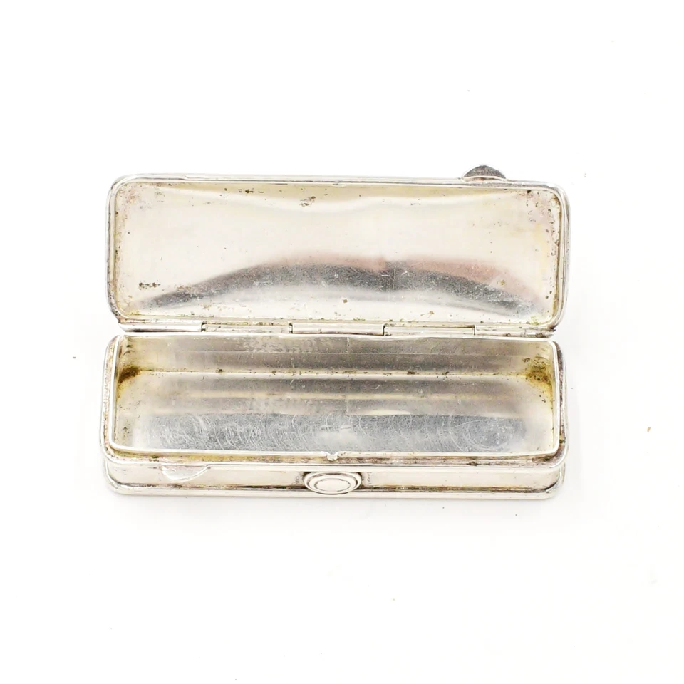 Caja de pastillas/contenedor de almacenamiento decorativo grabado antiguo plateado 800 Foto 3 de 4