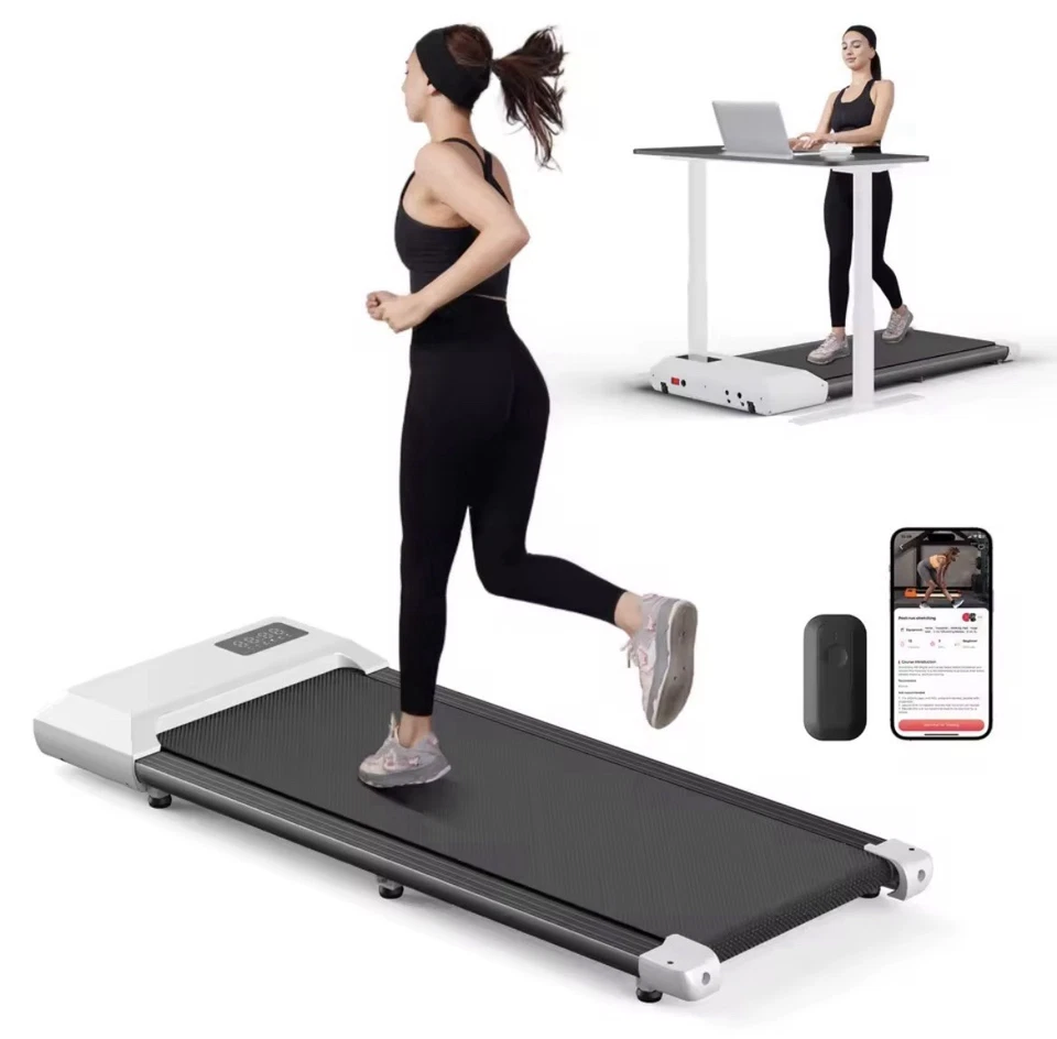 Tapis roulant elettrico 2 in 1 pieghevole salvaspazio 6km/h LCD fitness casa - Immagine 4 di 4