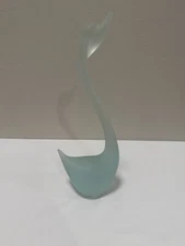 Vintage Frosted Glass Swan Figurine Mid Century Modern Art Glass Decor