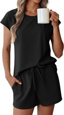 Pajamas for Women Set Cap Sleeve Pjs Shorts Set Lounge Sets