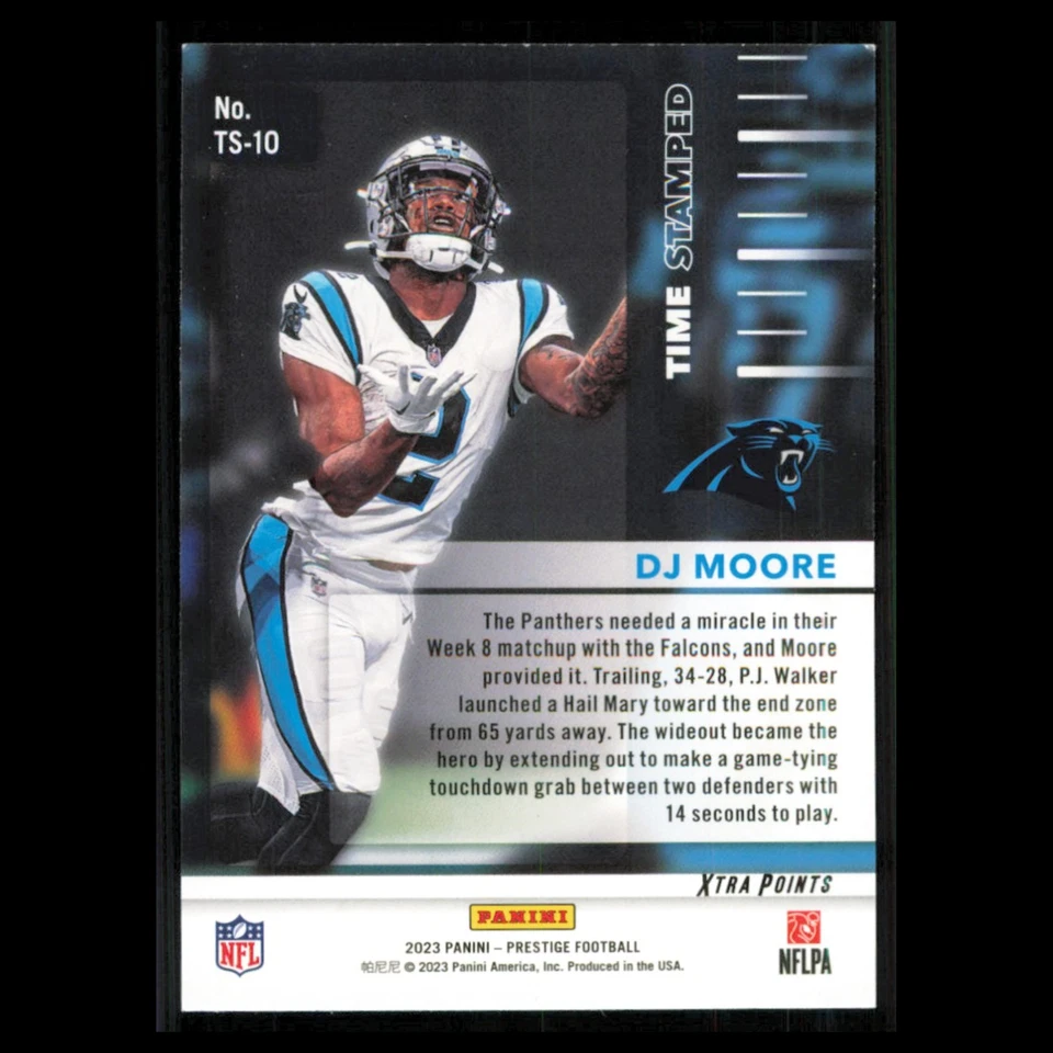 DJ Moore #TS-10 2023 Panini Prestige Time Stamped Carolina Panthers Football NFL - Image 2 of 3