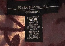 R M Richards Burgandy Gown 16W NWT