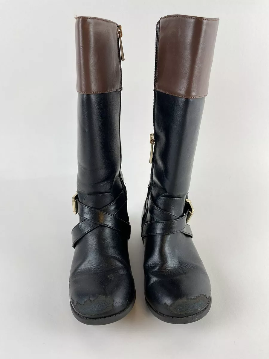 Michael Kors children s black and brown boots size 12 worn at toe