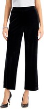 Kasper Women's Solid Mid Rise Pull-On Wide Leg Trouser Pants Black