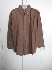 IRVINE PARK MEN'S BROWN LS DRESS SHIRT-16.5 REG.-NWOT-COTTON/POLY-VERY NICE