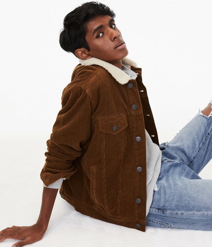 AEROPOSTALE MEN'S CORDUROY SHERPA-LINED 