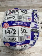 Southwire 28827422 50' 14/2 with ground Romex brand SIMpull residential indoor