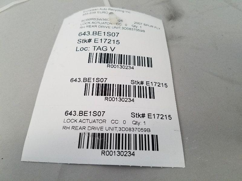 2006 BENTLEY Right Rear Drive Unit P/N 3D0837059B