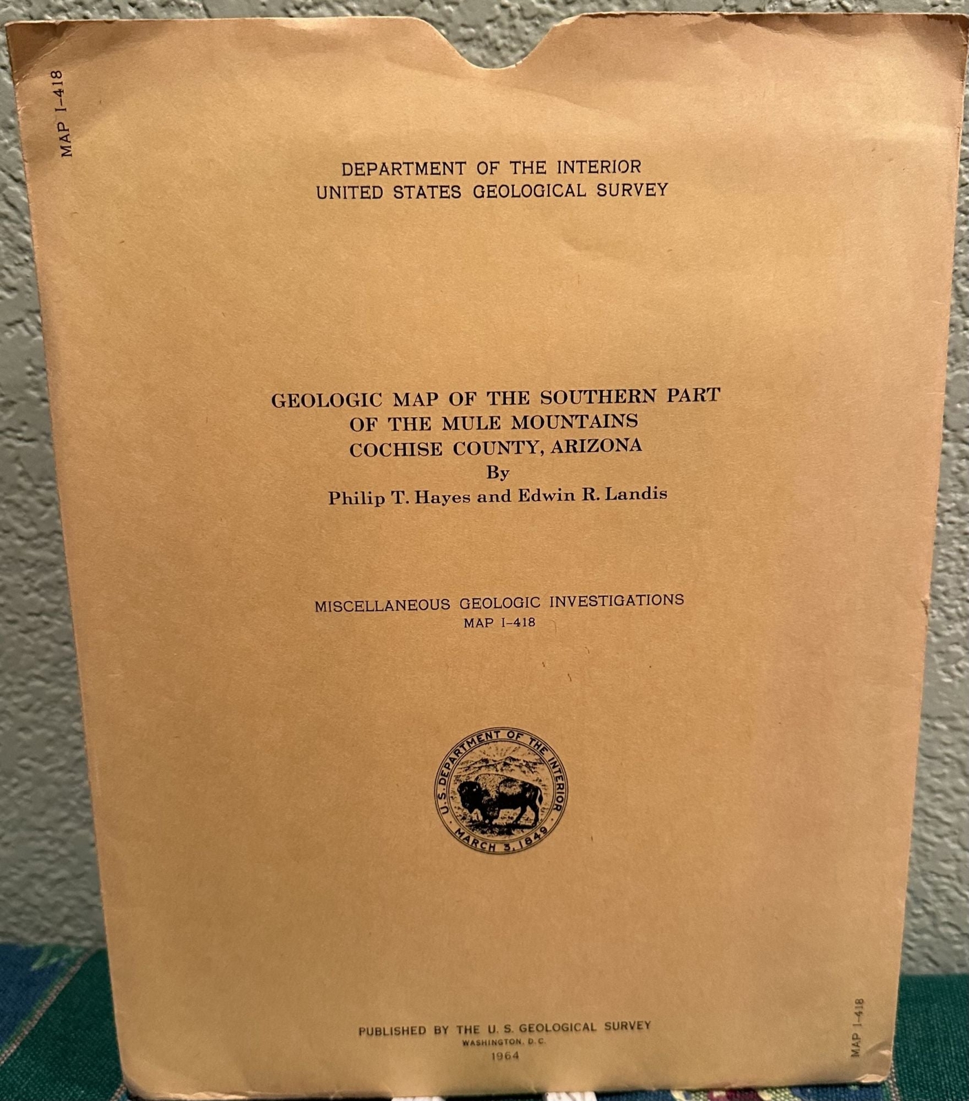 Philip T Hayes / Geologic Map of the Southern Part of the Mule Mountains Cochise