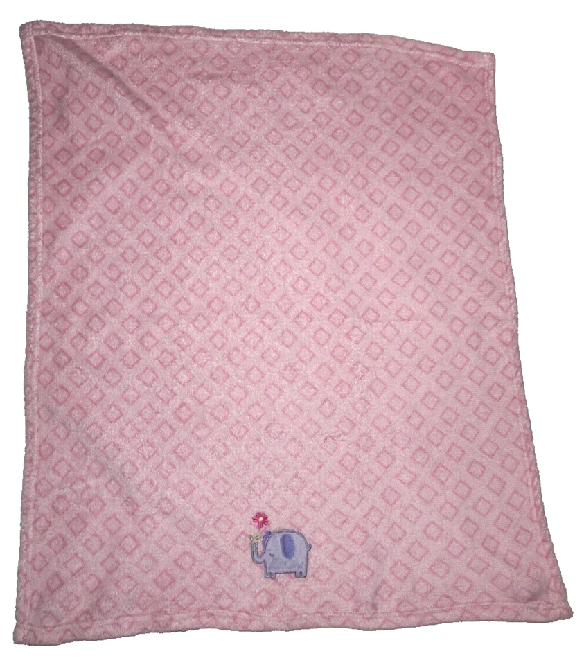 Manta Garanimals Rosa Diamante Elefante Flor Bebé Niña Walmart Vellón Lovey Foto 3 de 3