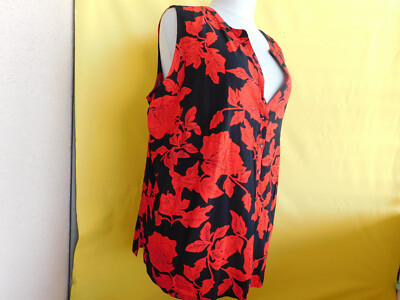 ''b.p.c.selection''Damen Bluse gr.54.Schwarz und rot geblümt.Ärmellos.Neuwertig