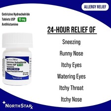 NorthStar Cetirizine HCL Tablets USP Antihistamine Allergy Relief 10 mg 100 Ct.