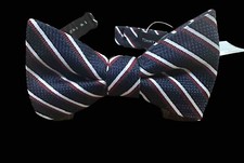 Mens or Boys Tommy Hilfiger Pre-Tied Bow Tie Red/White/blue Stripe Size 13.75-18