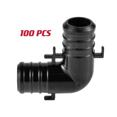 100 PCS EFIELD Poly Crimp Pex Fitting 1'' X 1'' Elbow With Position Tab, NSF