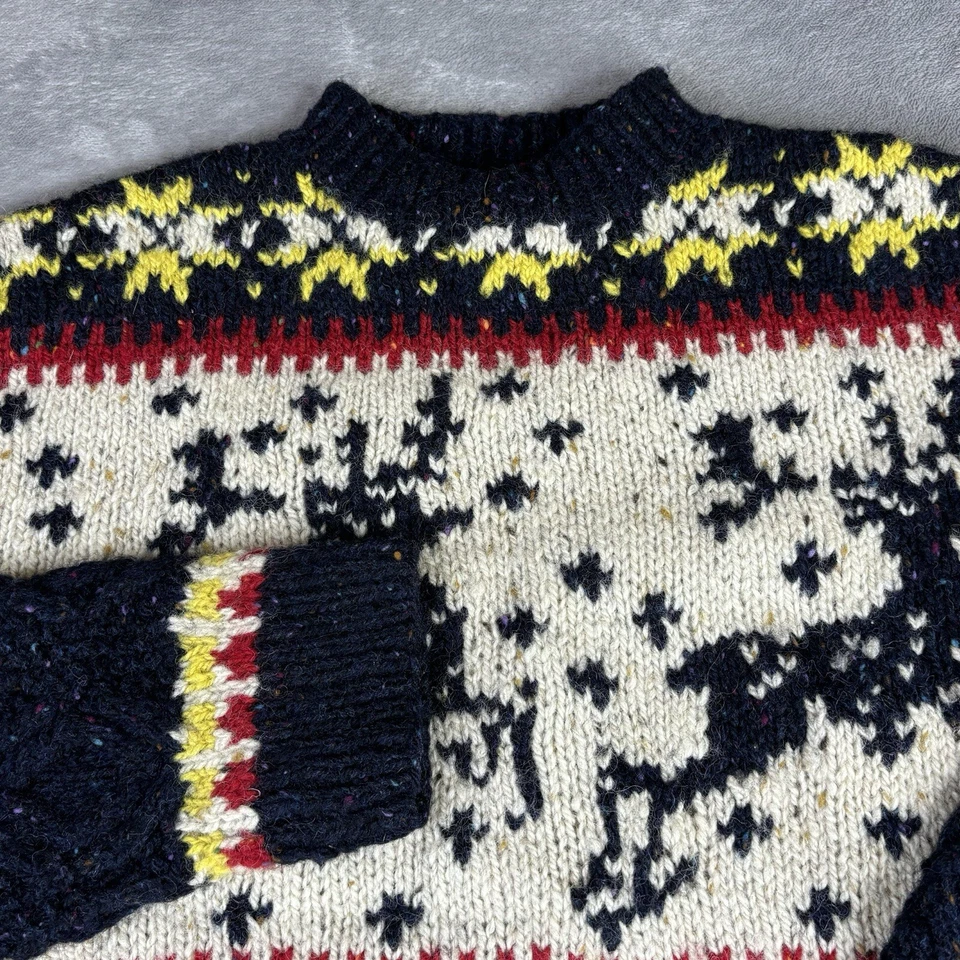 Suéter de lana The Limited America para mujer grande tejido a mano cuello falso ciervo azul Foto 4 de 4