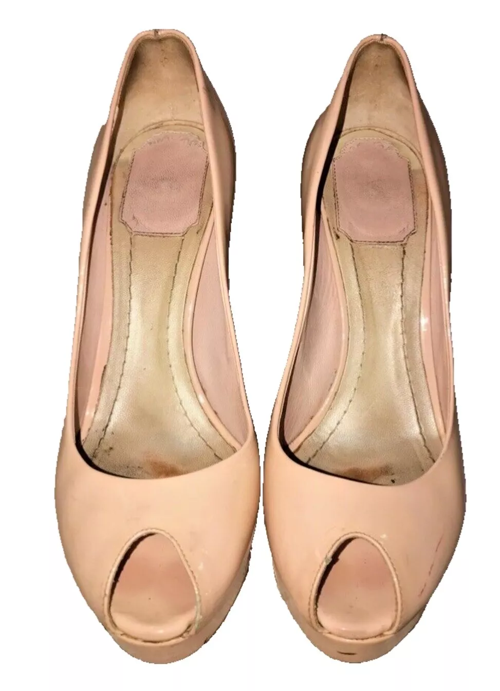 Chaussures escarpins classiques Christian Dior métal cannage talon plateforme nude bout ouvert pointure 37