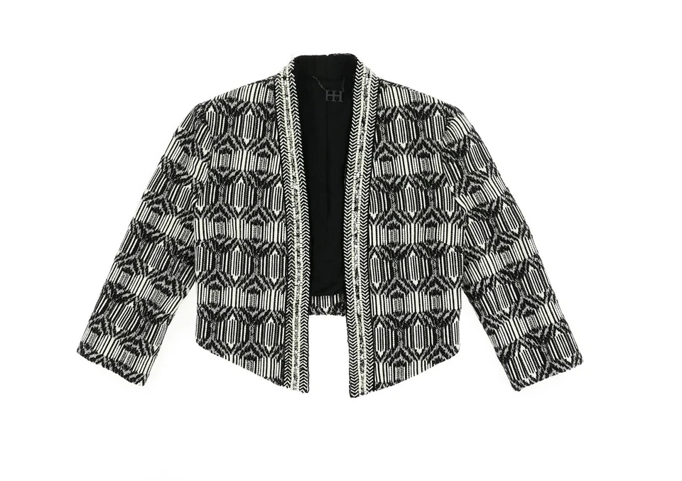 Chaqueta Blazer Haute Hippie 145992 Tribal Jacquard Recortada para Mujer Talla XS Foto 2 de 3