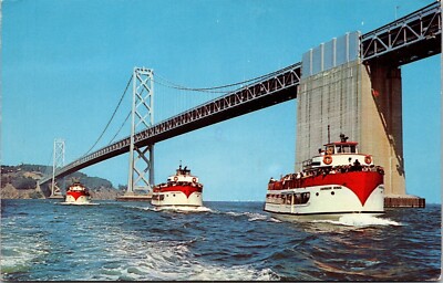 CA San Francisco, Sightseeing Boats, Harbor Tours, Bridge, Chrome,Posted 1970