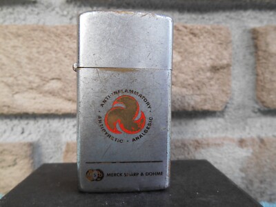 VINTAGE BARLOW SLIM STYLE AD CIGARETTE LIGHTER - MERCK SHARP & DOHME  MEDICINE